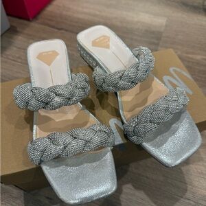 Miracle Miles Silver Braided Sandals